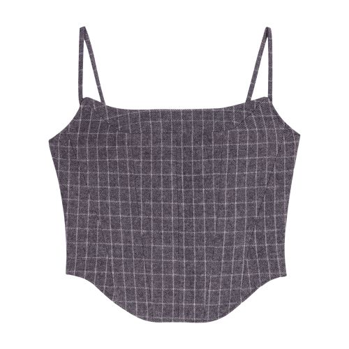 Maje Check Corset Style Top In Gris