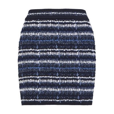 Thom Browne Inlay Tweed Jacquard Mini Skirt In Navy