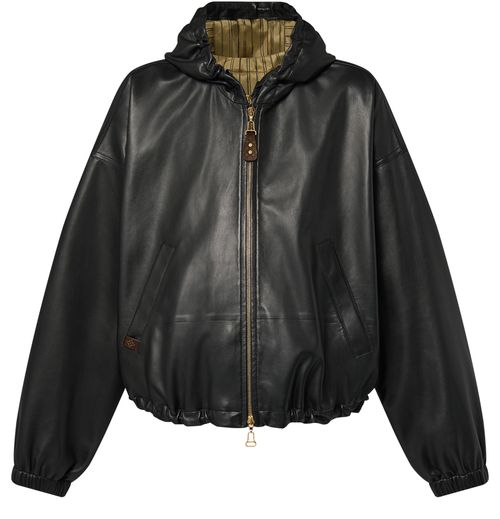 LOUIS VUITTON Leather Hooded Jacket 