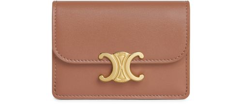 CELINE Card holder with flap triomphe in shiny calfskin