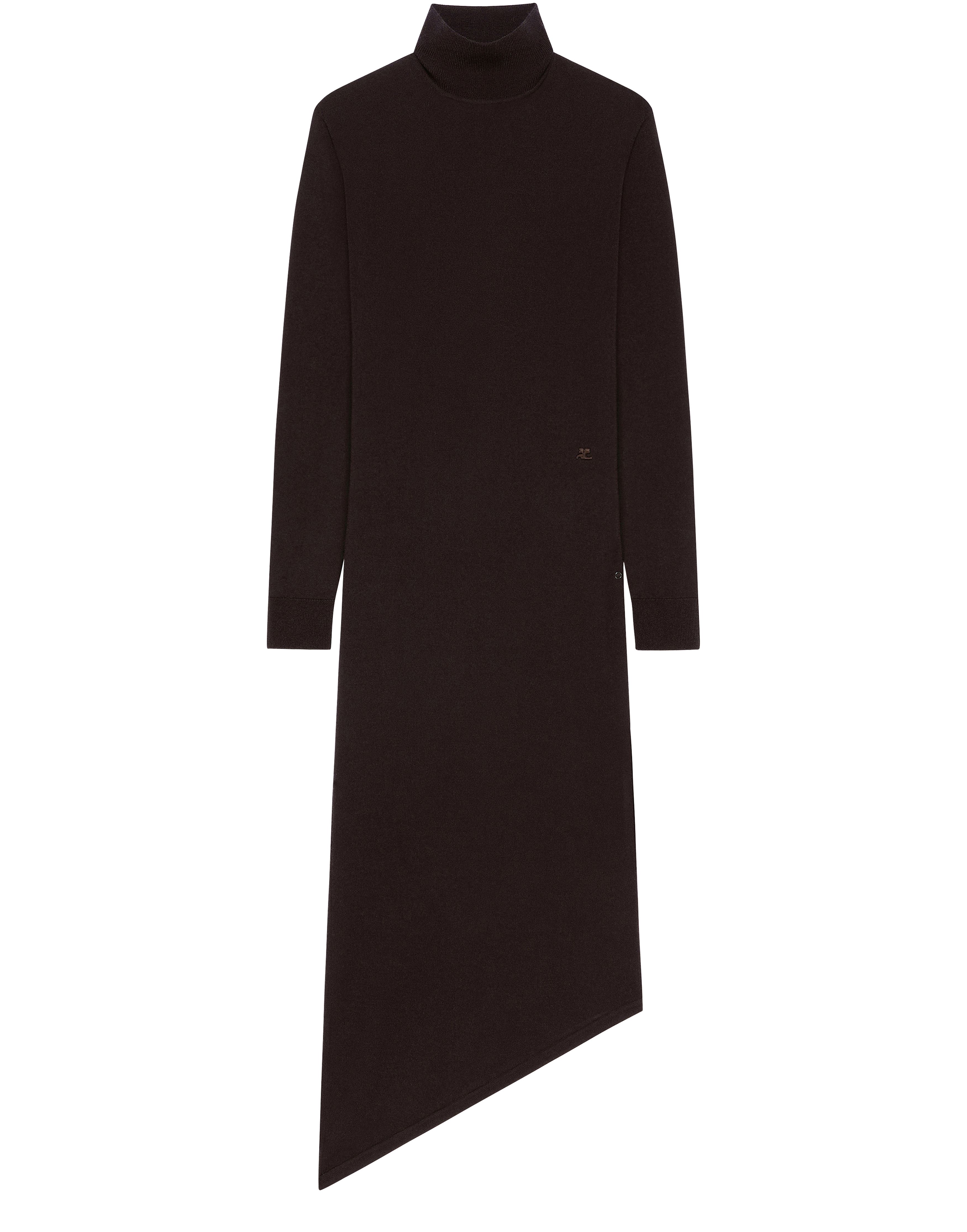 One shoulder wool midi dress