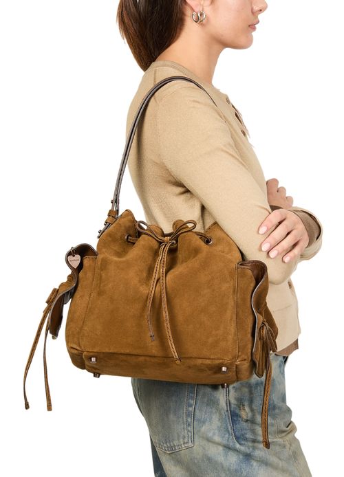 ACNE STUDIOS Multipocket bucket bag in suede