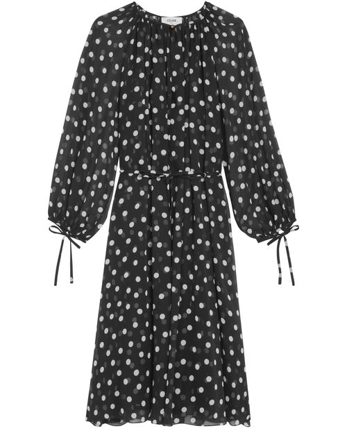 CELINE Folk in silk georgette dress