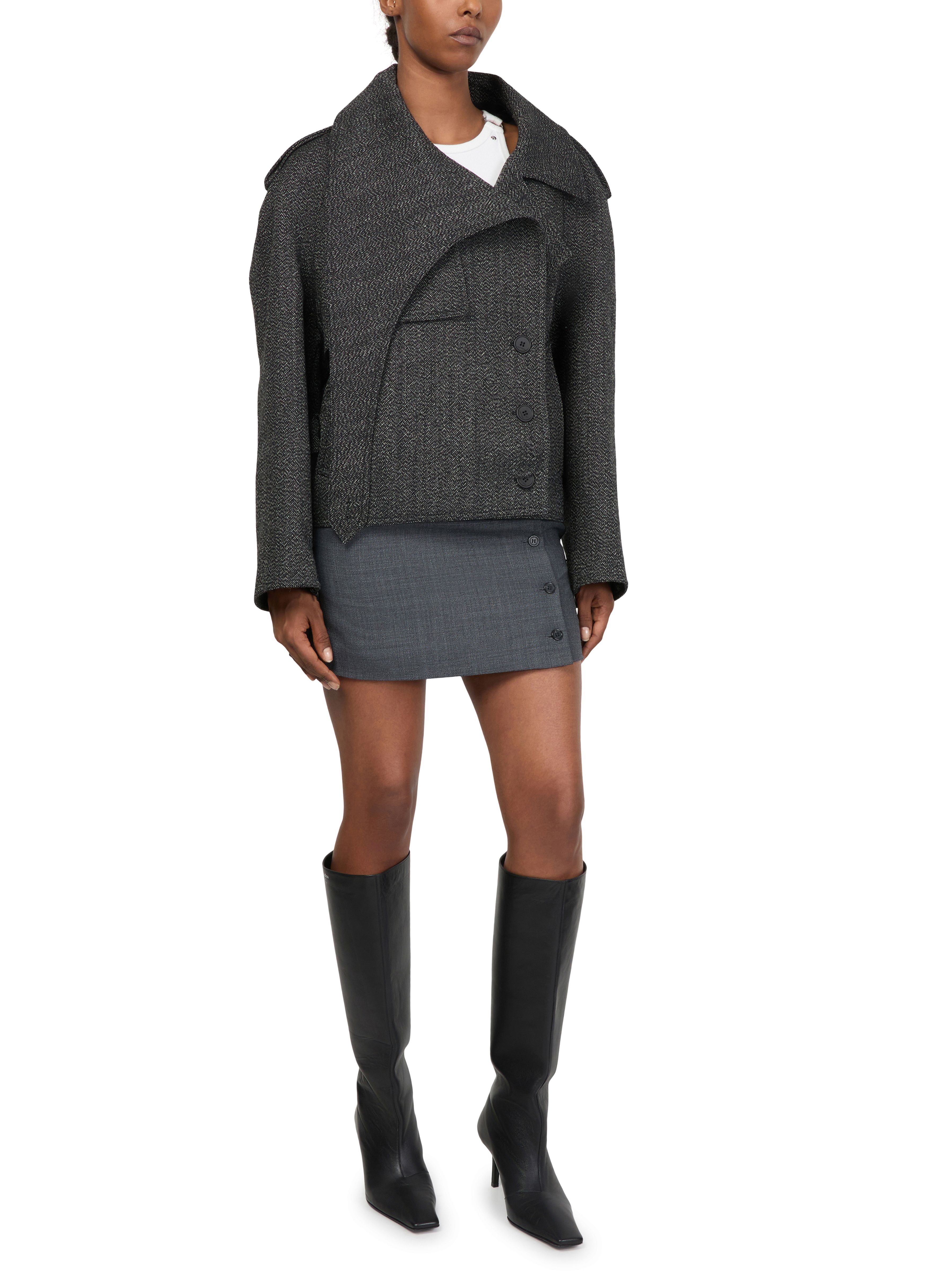 Oblique caviar wool coat thumbnail 6