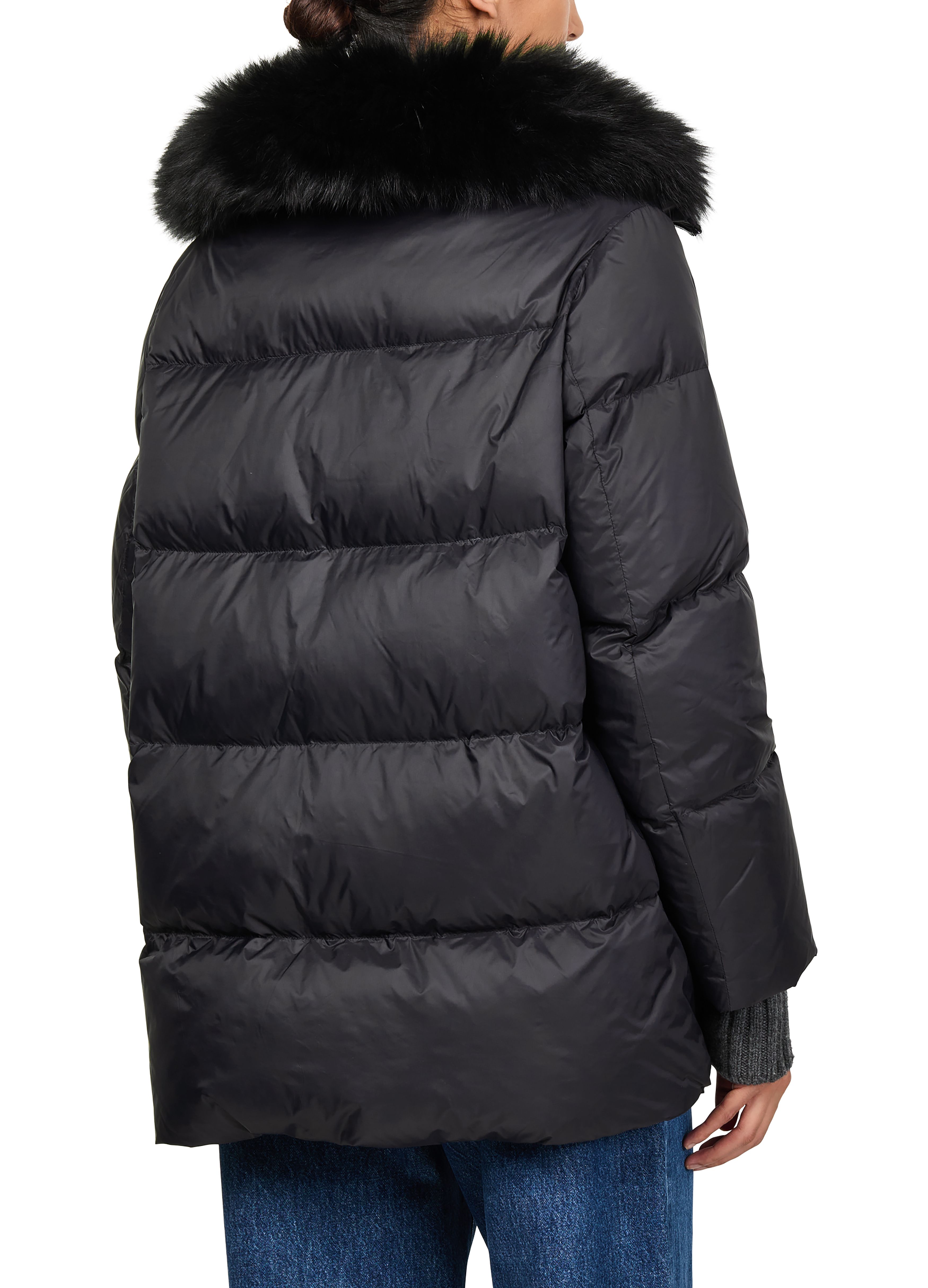 Hooded puffer jacket with a fox fur collar thumbnail 6