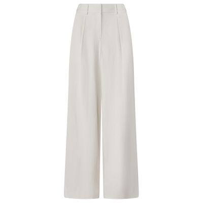 Twp Sulli Pleated Striped Coated Woven Wide-leg Pants In White
