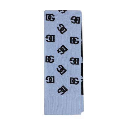 Dolce & Gabbana Wool Scarf With Jacquard Dg Logo In Blue