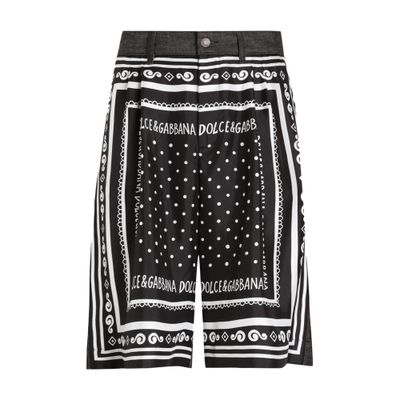 Dolce & Gabbana Printed Silk And Denim Shorts In Multicolor