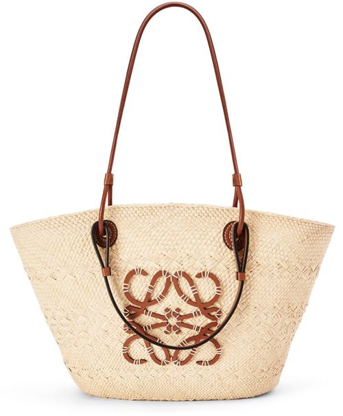 LOEWE Panier en palmier Iraca et cuir de veau Anagram 