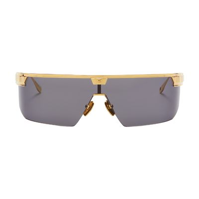Balmain Major Half-rimmed Titanium Shield Sunglasses In Gold
