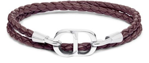 DIOR Bracelet cuir tressé CD Icon