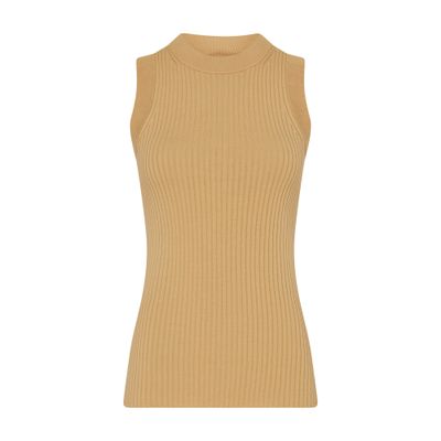 Sportmax Canotta Beige In Cotone A Costine In Beige