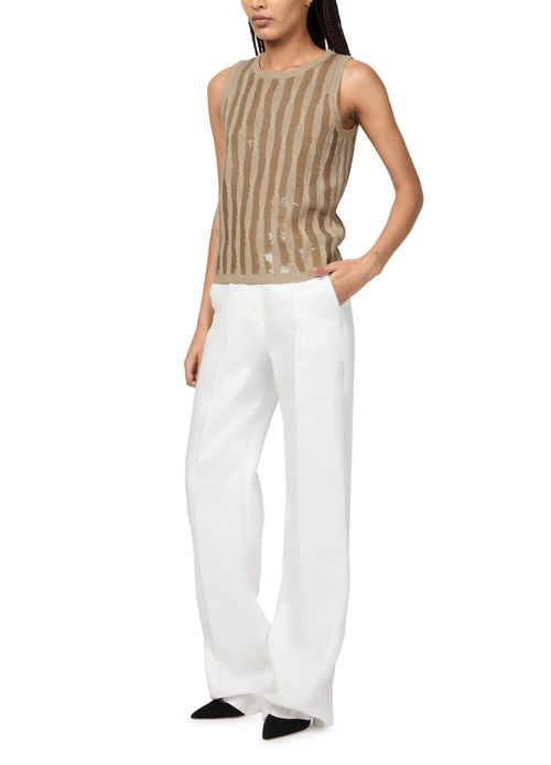 MAX MARA Golia linen knitted tank top with embroidered sequin