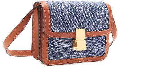 CELINE Teen classic bag in textile and natural calfskin