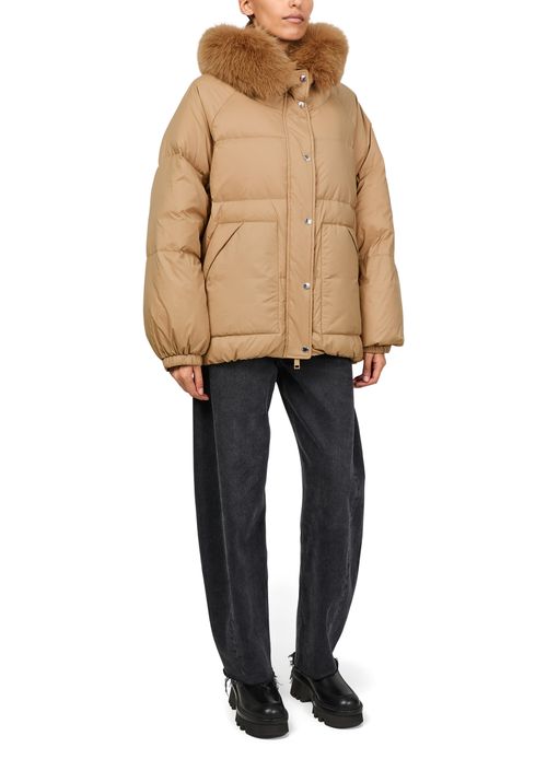 YVES SALOMON Hooded puffer jacket with a fox fur trim