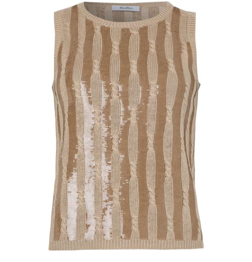 MAX MARA Golia linen knitted tank top with embroidered sequin