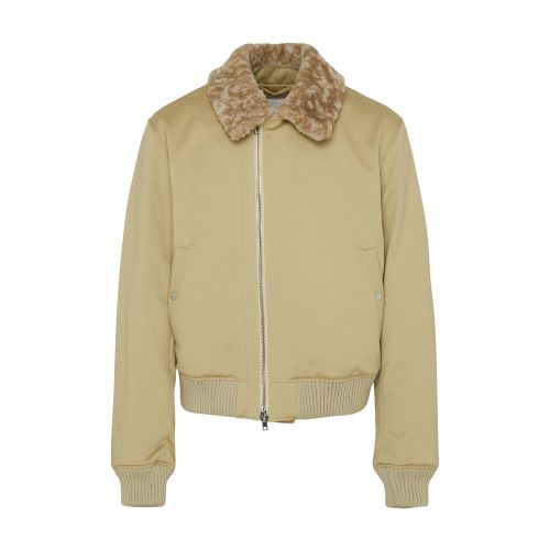Burberry Shearling Trimmed Cotton Jacket In Hunter
