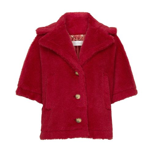 Max Mara Aleggio Fuzzy Wool Cape In Rosso