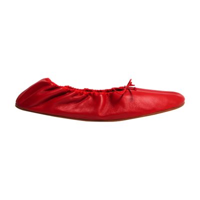 Round ballet flat in leather