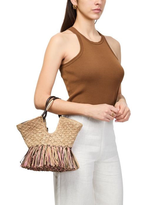 ZIMMERMANN Goldentime mini fringed tote bag