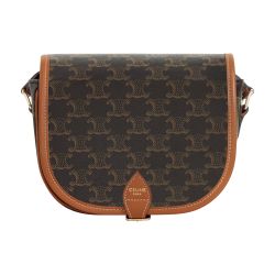 Celine - Mini Besace in Triomphe Canvas and Calfskin Brown for Women - 24S