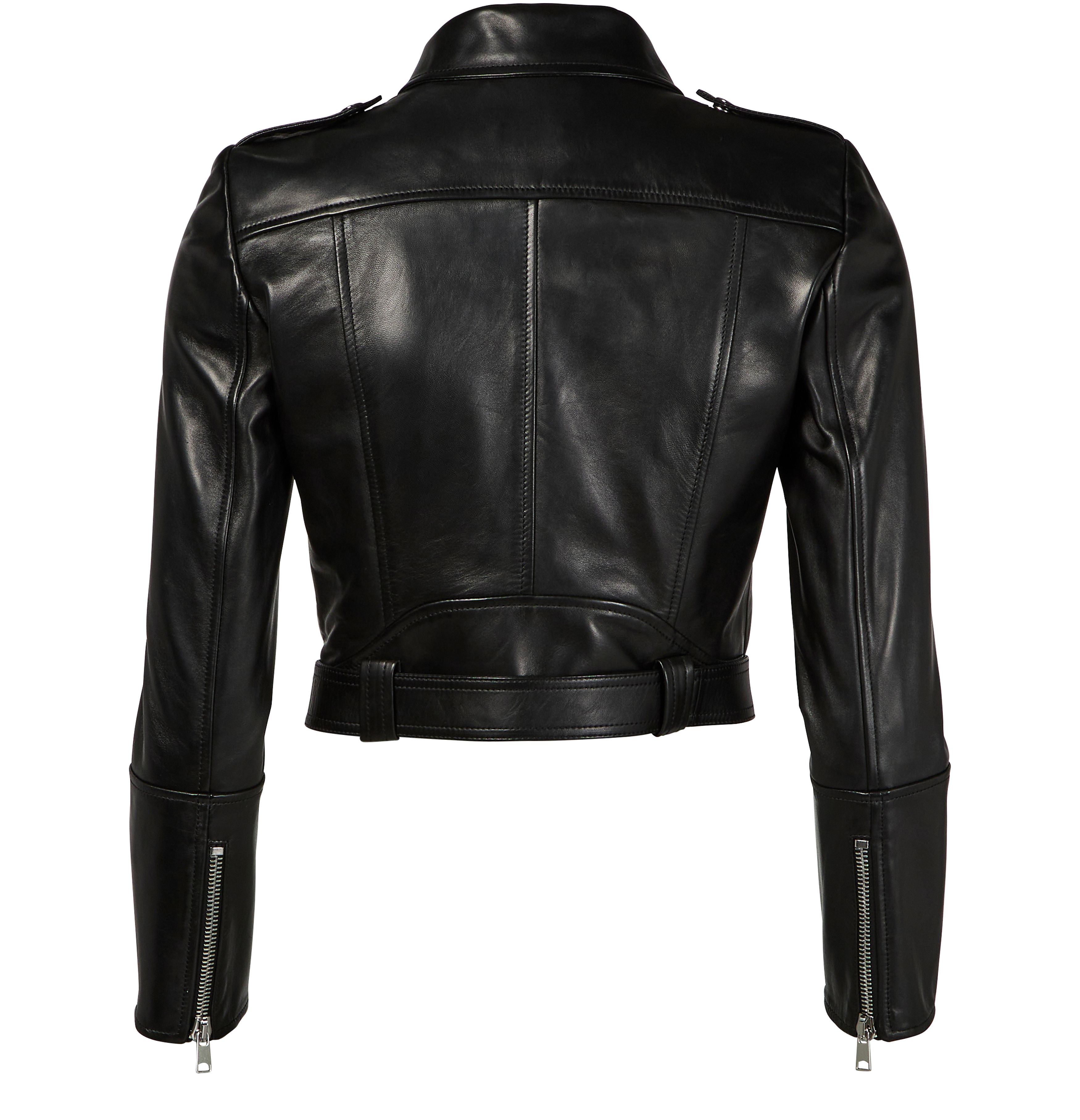 Cropped biker leather jacket thumbnail 3