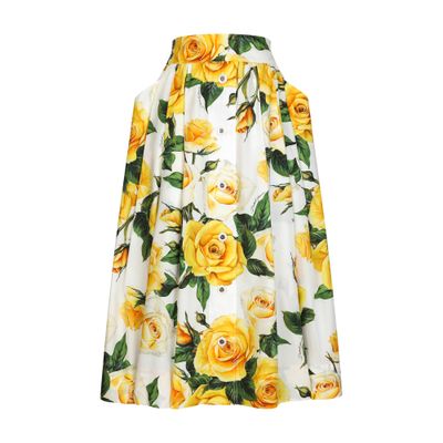 Dolce & Gabbana Pleated Floral-print Cotton-poplin Midi Skirt In Multicolor