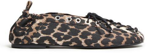 GANNI Eyelets lace up print ballerinas