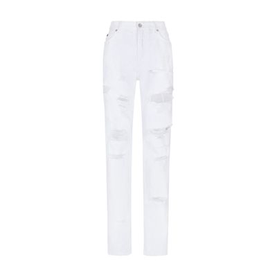 Shop Dolce & Gabbana Boyfriend Jeans In Distressed Denim In Combined_colour