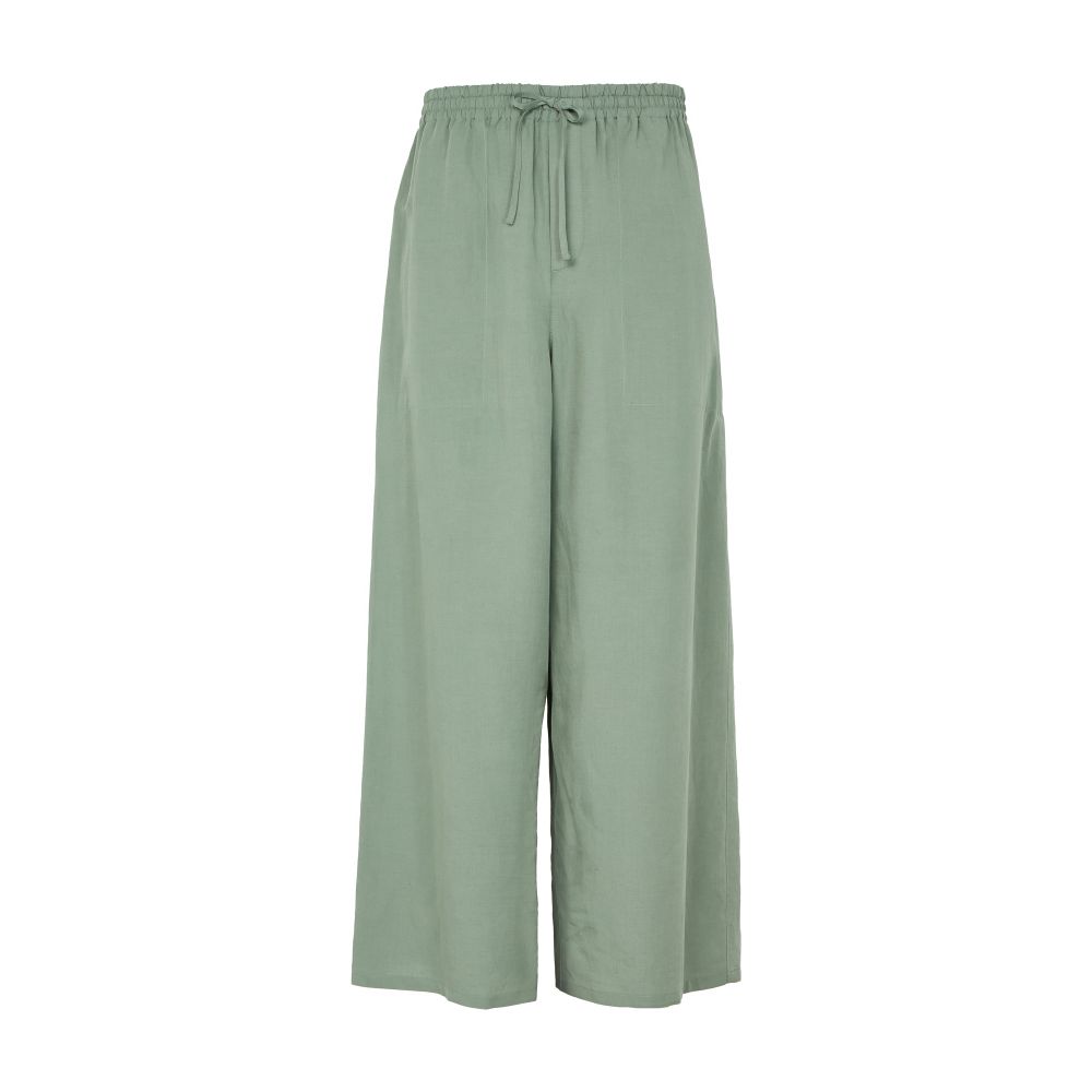 Cropped viscose and linen pants thumbnail 7