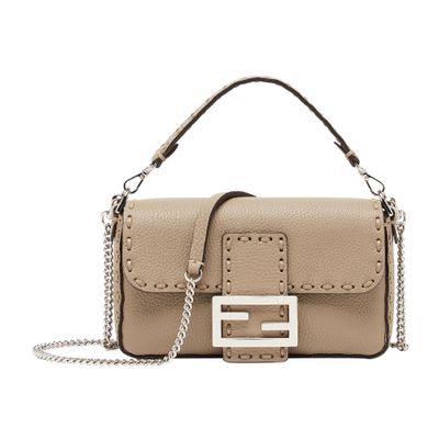 Shop Fendi Baguette Mini Bag In Grey