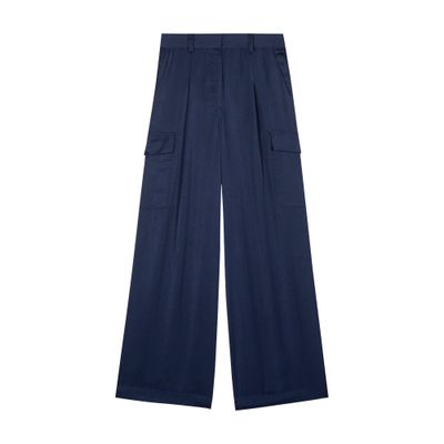 Ba&sh Cary Satin Cargo Trousers In Night Blue