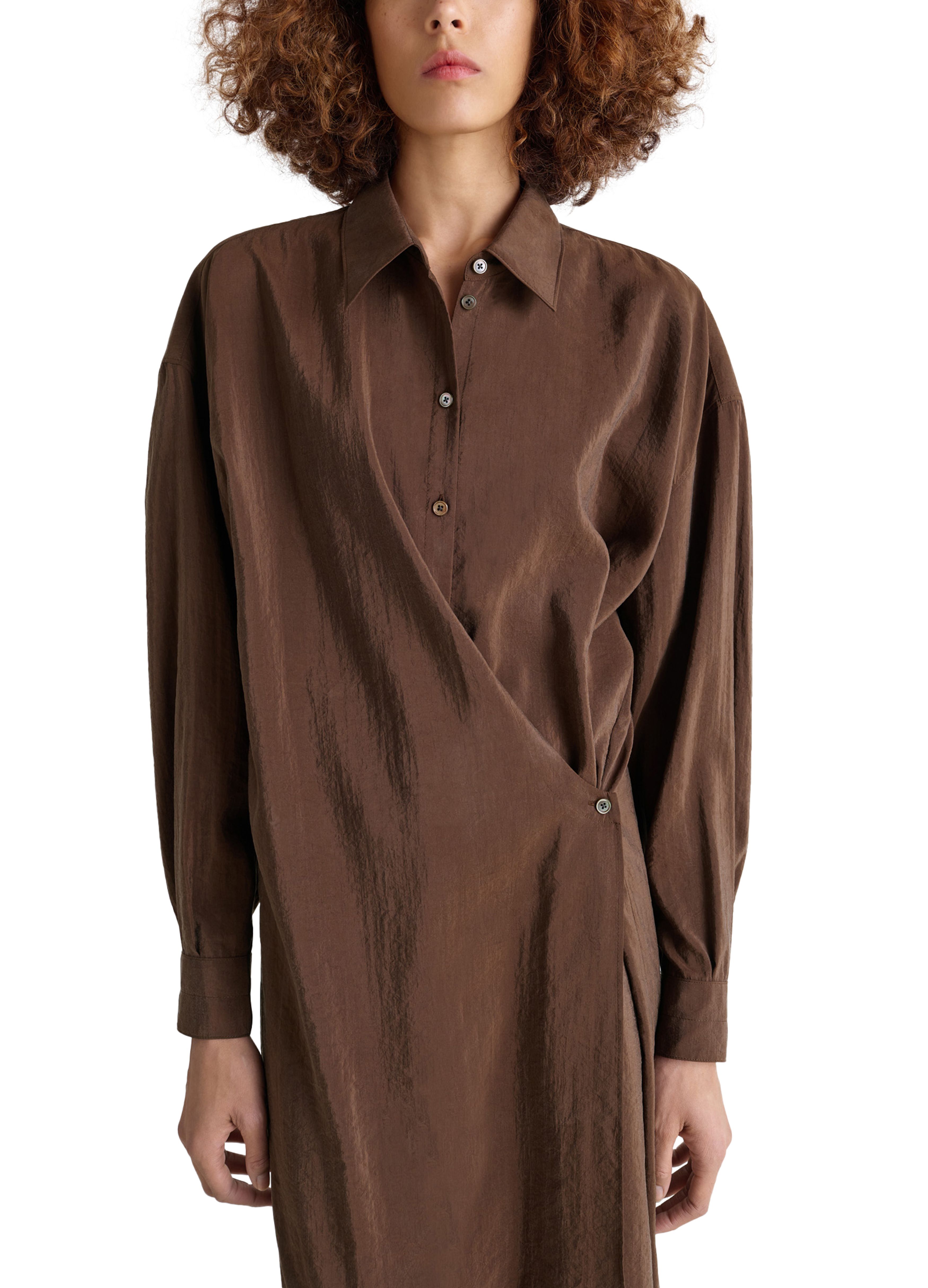 Straight collar twisted shirt dress thumbnail 4
