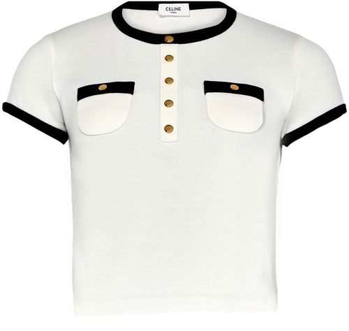 CELINE Cropped t-shirt in cotton jersey