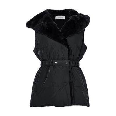 Yves Salomon Hooded Gilet In Black