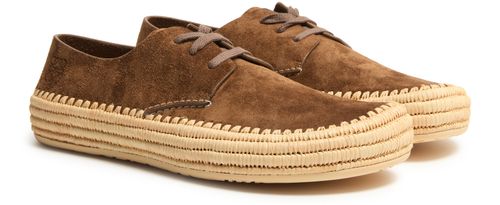 LOEWE Rio lace up espadrilles in suede and raffia