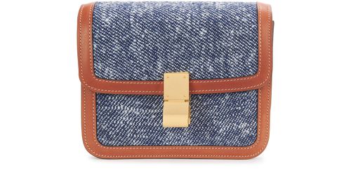 CELINE Teen classic bag in textile and natural calfskin