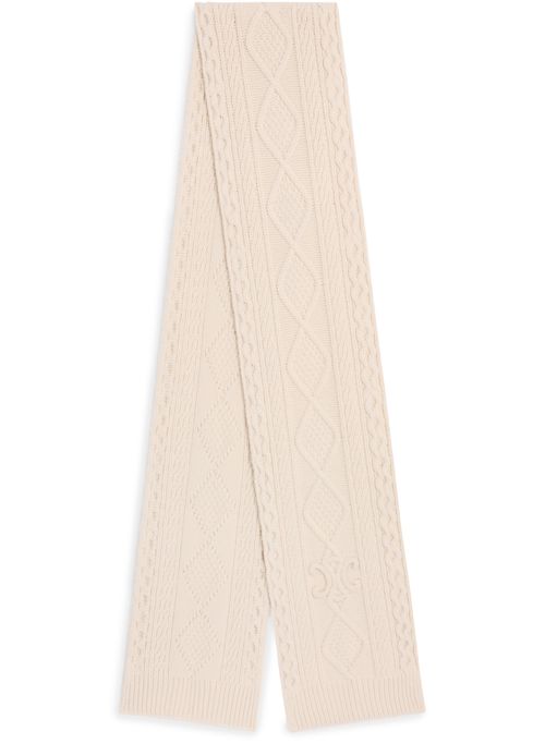 CELINE Triomphe scarf in aran cashmere and wool