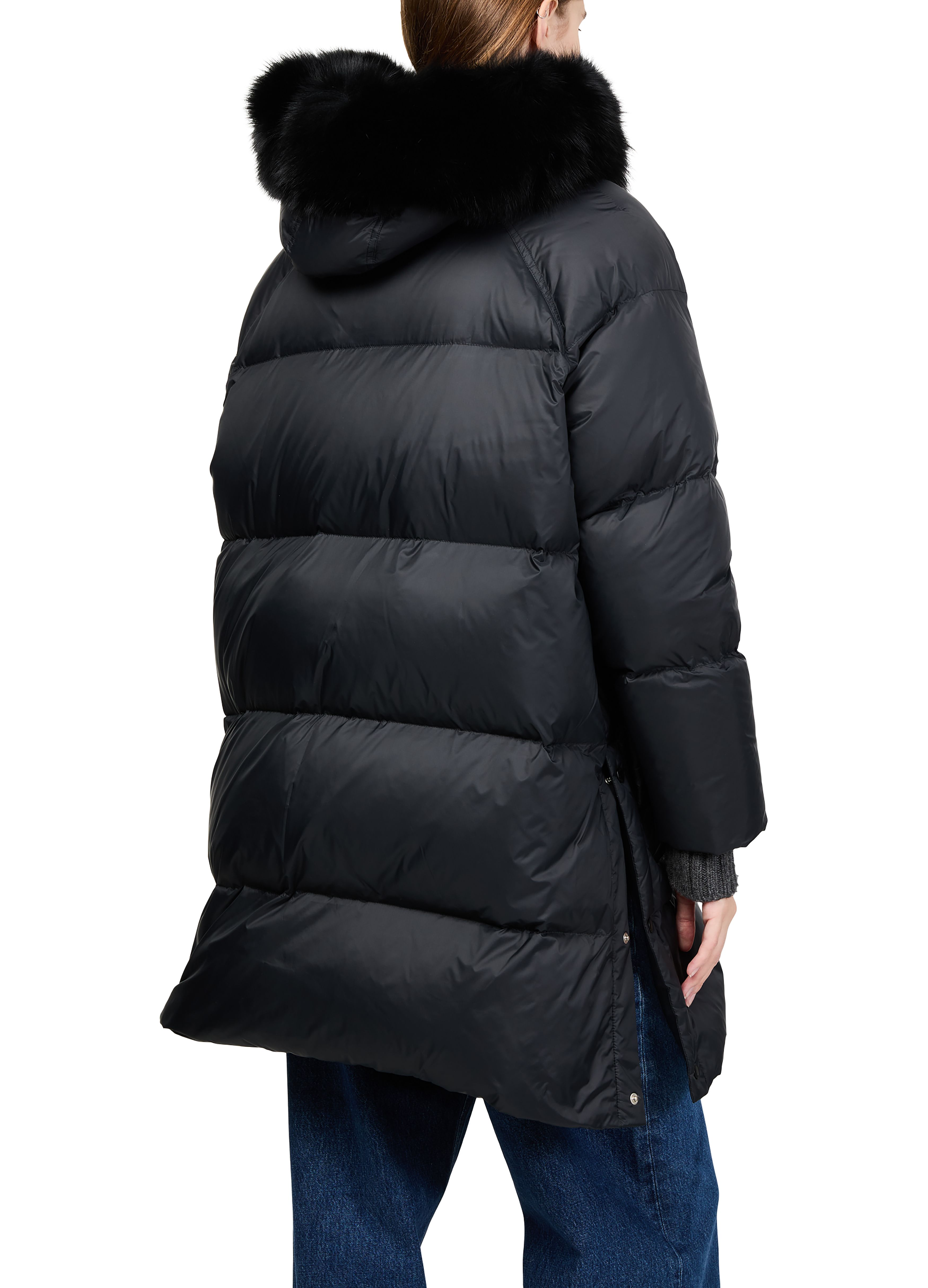 Puffer jacket with a fox fur hood 5