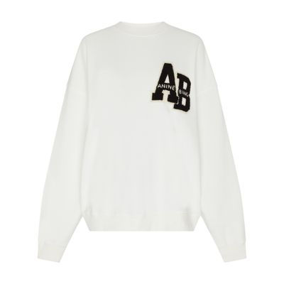 Anine Bing Miles Sweatshirt Letterman Off White Off White In Off-white