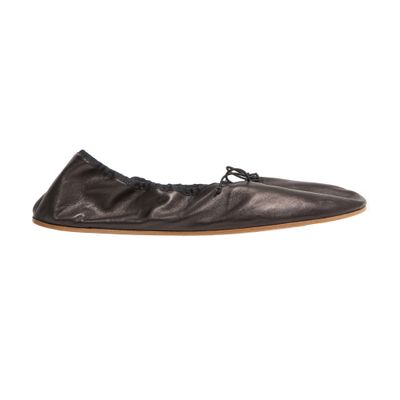 Round ballet flat in leather