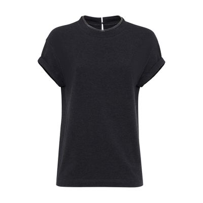 Brunello Cucinelli T-shirt With Precious Faux Layering In Grey