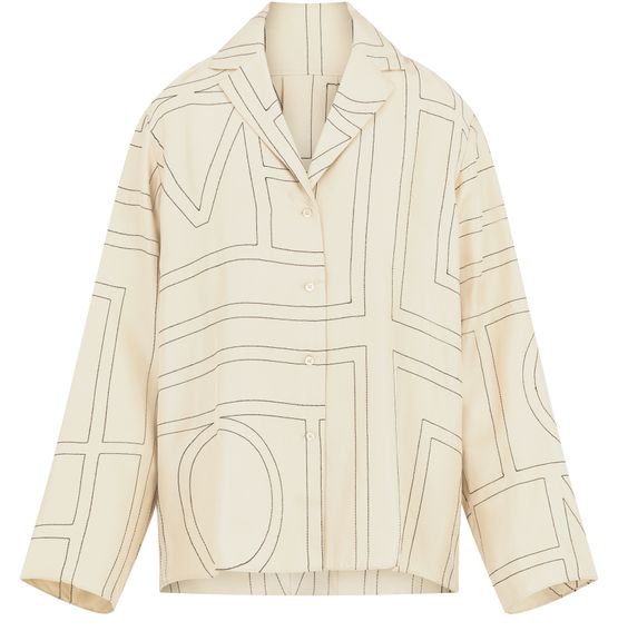 Totême Beige Silk Monogram PJ Shirt