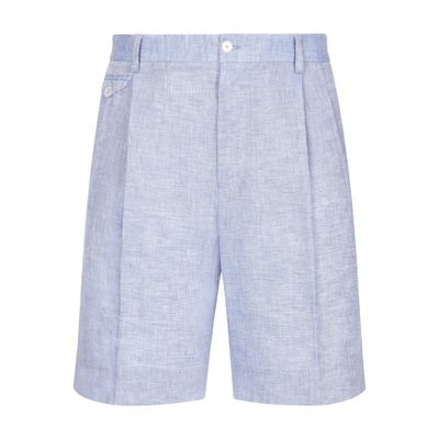 Dolce & Gabbana Button-fastening Linen Shorts In Blue