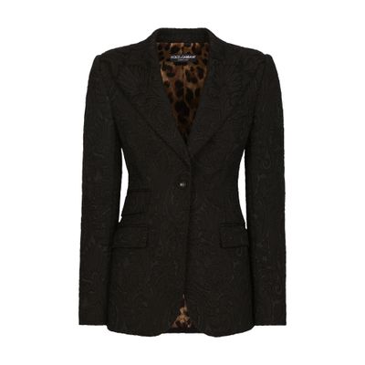 Dolce & Gabbana Ornamental Jacquard Turlington Blazer In Black