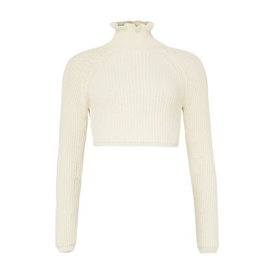 Max Mara Cropped Rollneck Sweater In Neutral