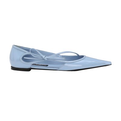 Dolce & Gabbana Mun Polished Leather Ballet Flats In Blue