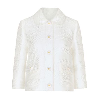 Shop Dolce & Gabbana Brocade Gabbana Jacket In Natural_white