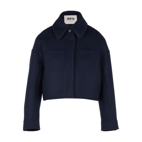 Maison Rabih Kayrouz Wool Cropped Jacket In Navy