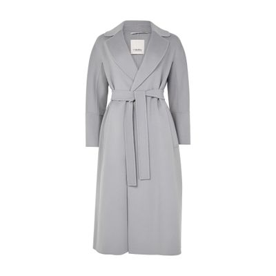 S Max Mara Longline Belted Coat In Grey